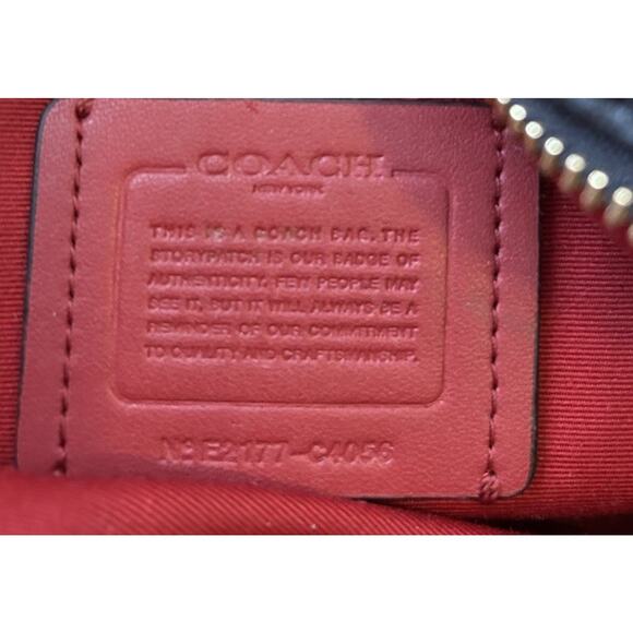 Coach Horse & Carriage Crossbody Bag Embossed Logo Black Leather Red Purse - Picture 3 of 16